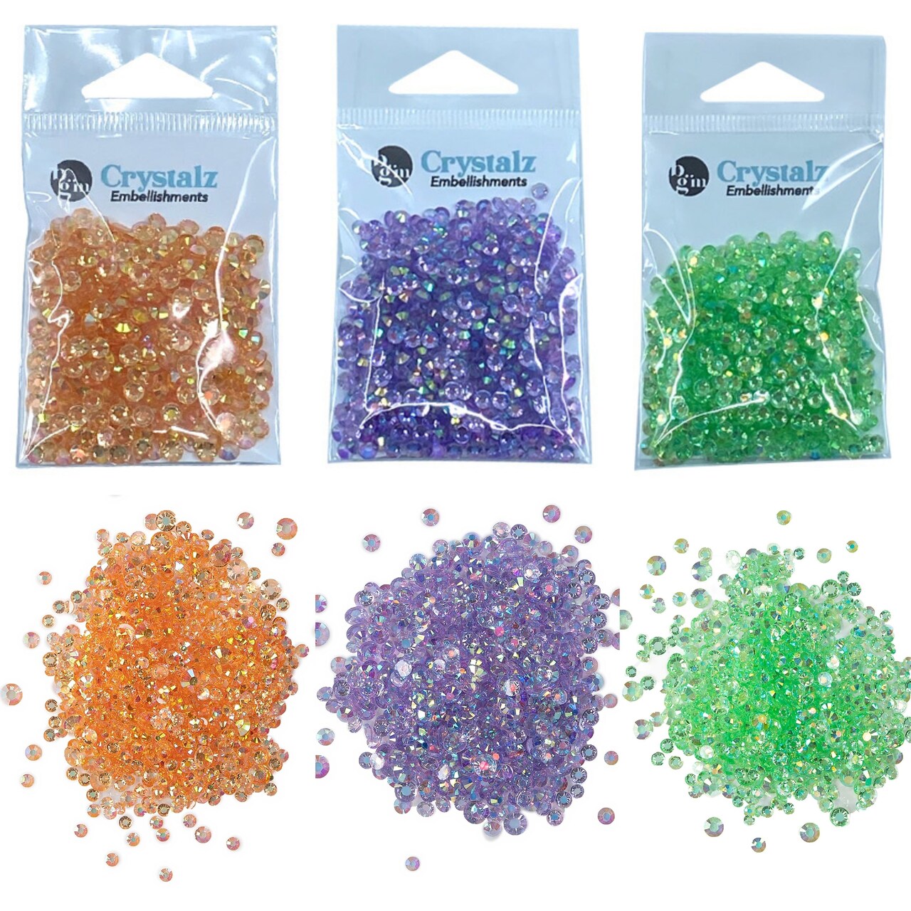 Buttons Galore Crystalz Bundle of Iridescent Gems - 1200 Pieces - Tropical Colors